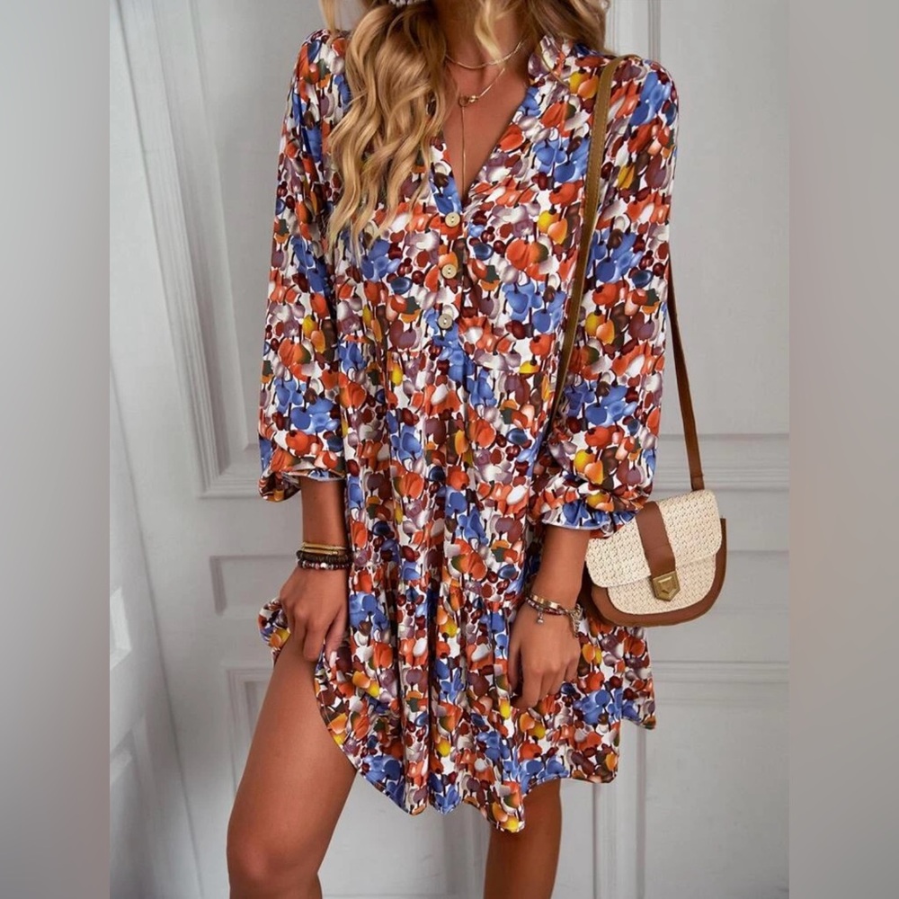 NWOT SHEIN Women’s Small Multi Colored Fruit Patterned Dress